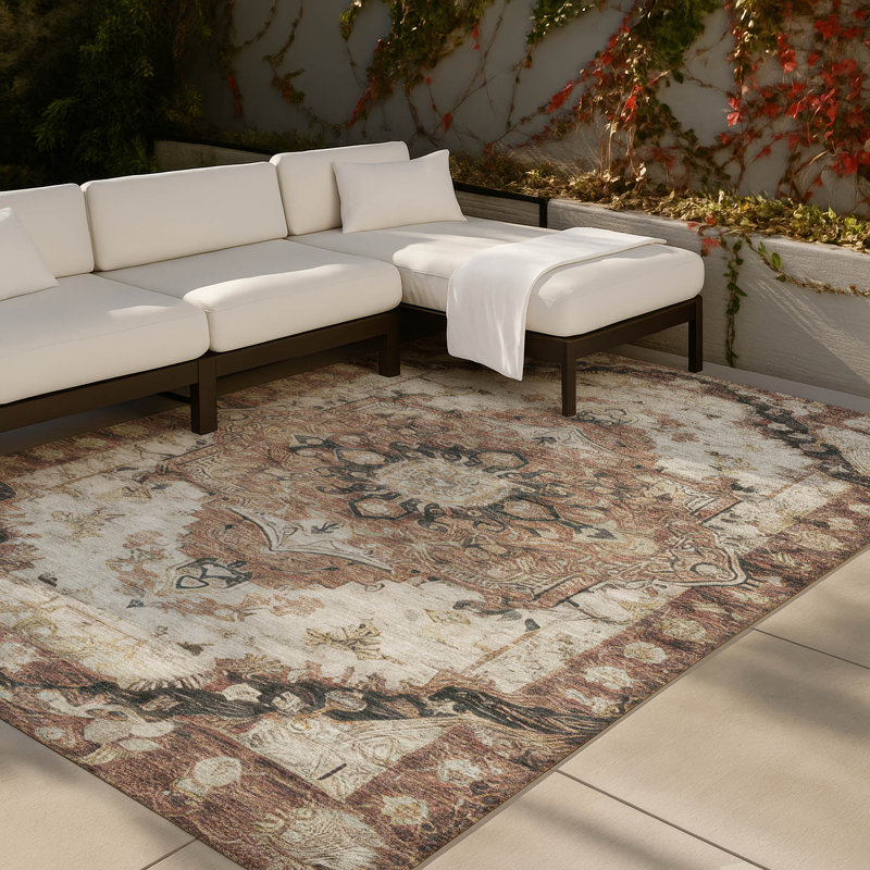Machine Washable Indoor/Outdoor Chantille ACN2875 Global Rug, 3' x 5', Paprika