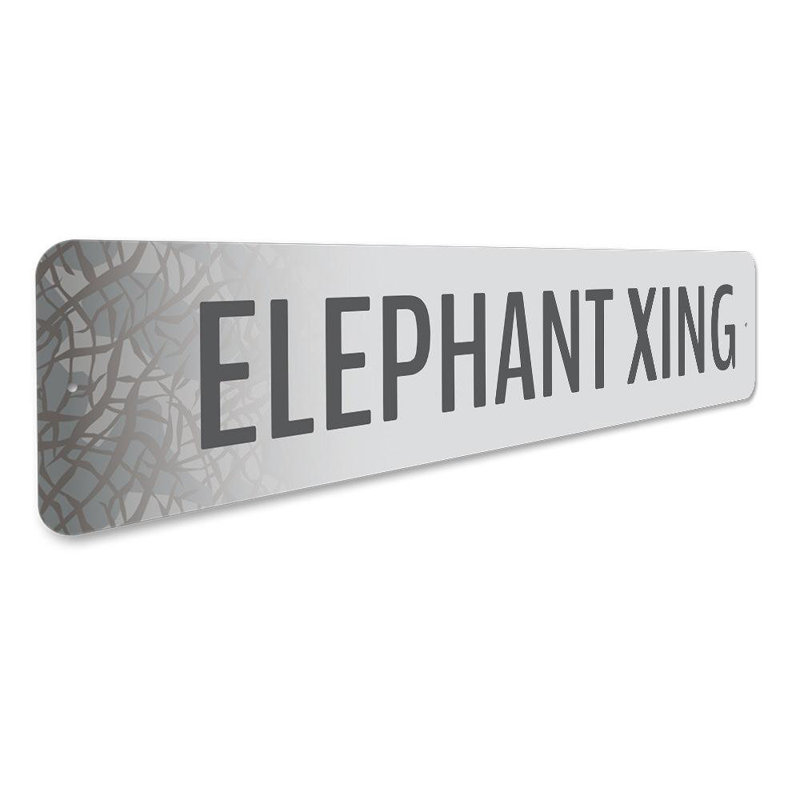 Enseigne d'éléphant en aluminium, H 4 po x l 18 po x P 0,04 po