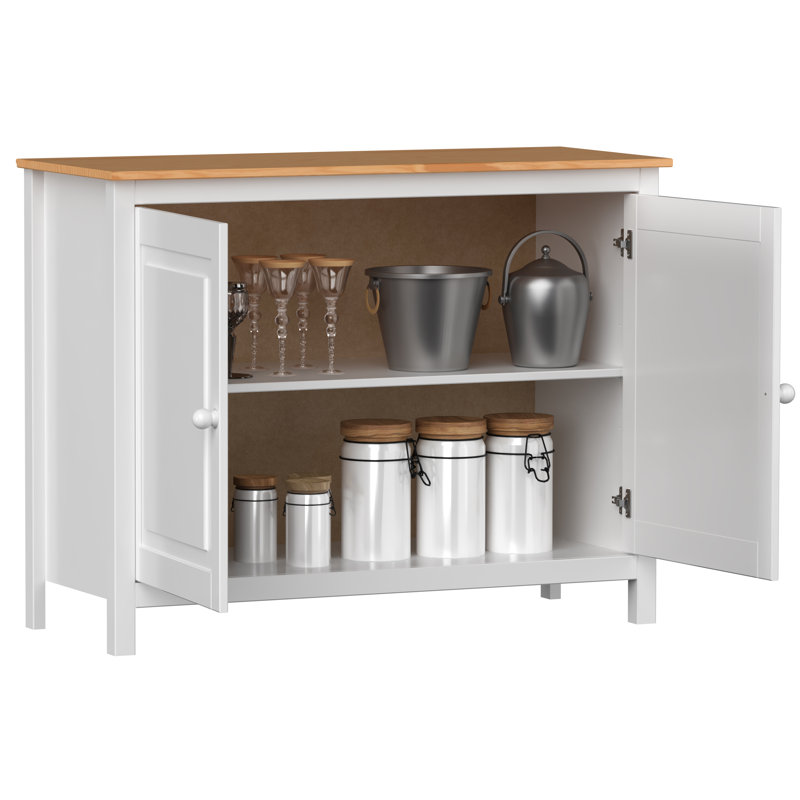 Antwane 43.89" Wide Wood Sideboard & Buffet – Enhance Your Home with Charm and Versatile Storage, White/Pine