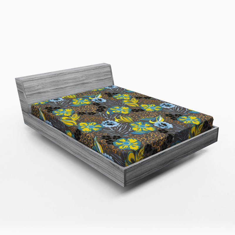 Microfiber Floral Fitted Sheet, Queen Fitted Sheet