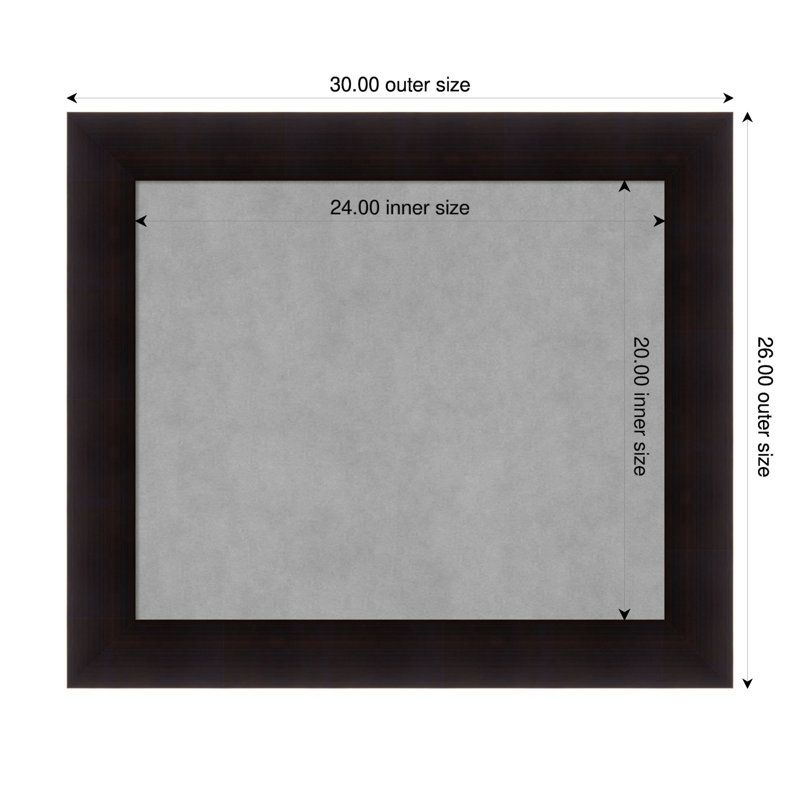 Portico Espresso Framed Magnetic Organization Board, 26" H x 30" W