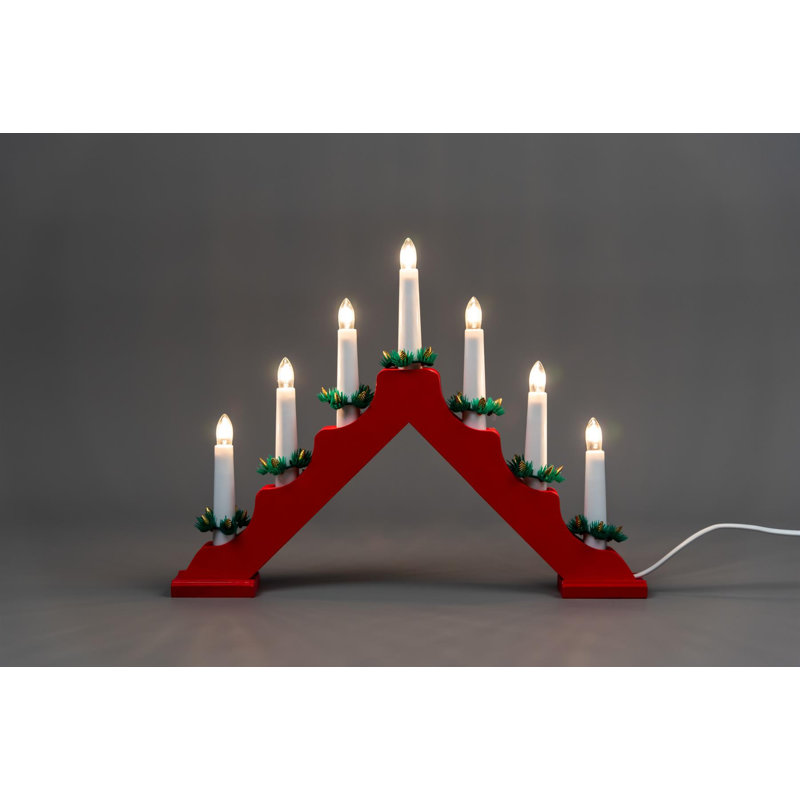 Christmas Nativity LED Candle Bridge with Candles, Pine Effect and Inline Switch, Red, 410cm H x 410cm L x 4cm D