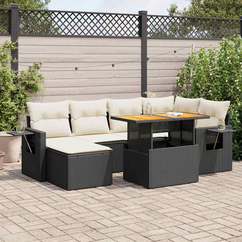 Ensemble de canapé de jardin Vidaxl noir et blanc crème