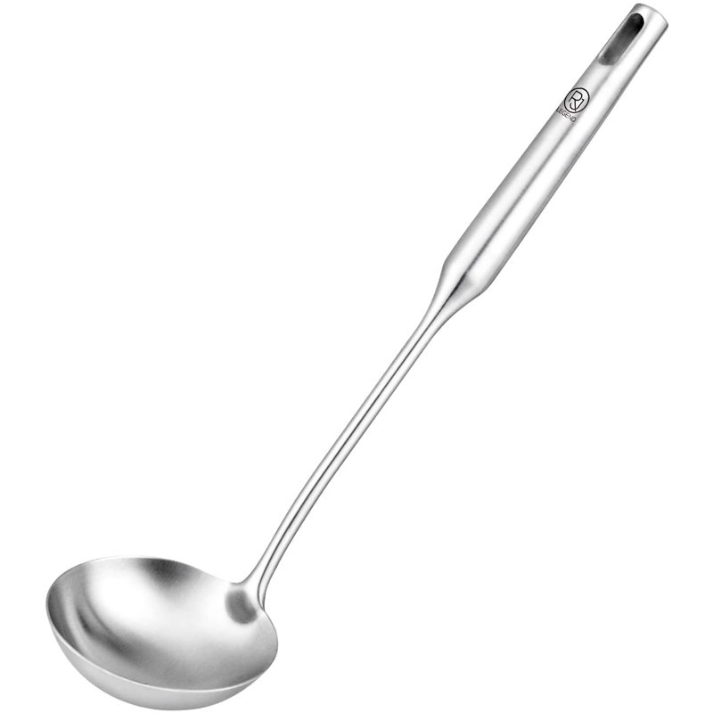 RJ Legend 14.2" Stainless Steel Silver Soup Ladle with Ergonomic Handle