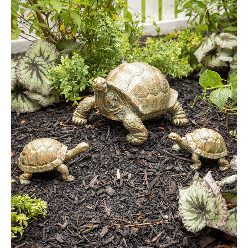 Statue décoratif pour jardin en résine famille de tortues