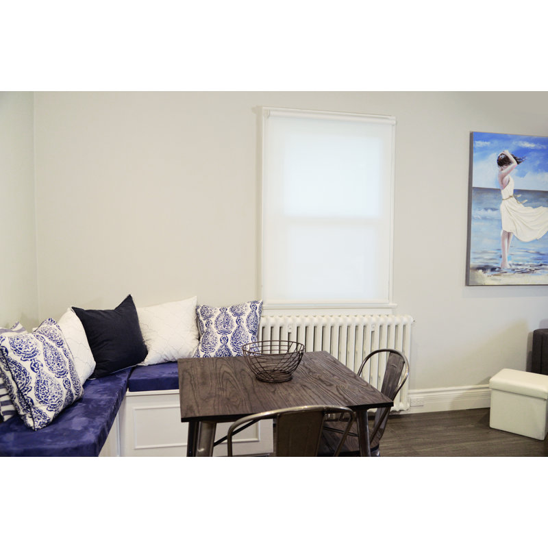 Rideau roulant blanc semi-transparent ouvert sans chaîne, l 34 x L 48