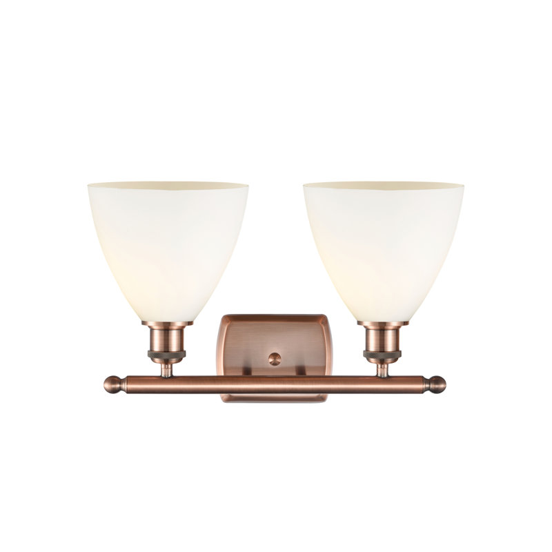 Éclairage pour meuble-lavabo 2 lumières Shauna, Blanc mat, Incandescent, Cuivre antique