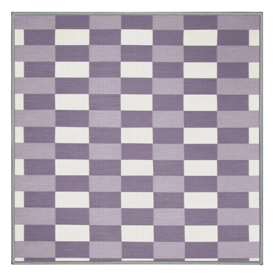 Machine Washable Checkered Pink Area Rug
