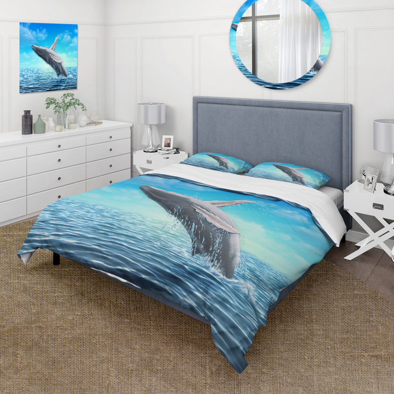 Baleine à bosse - Ensemble de housse de couette Farmhouse - Microfibre de polyester, Twin Duvet Cover + 2 Standard Shams