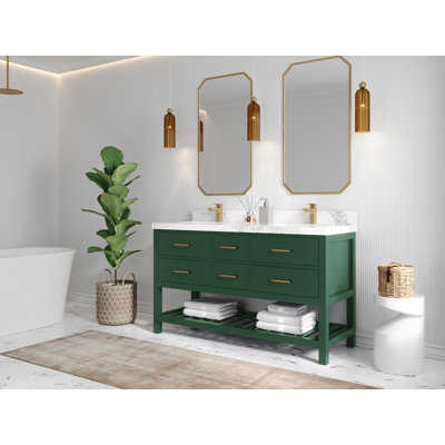 Parker 60"" W Double Sink Bathroom Vanity Set -  Willow Collections, PRK_LGN_CA_NV_60D