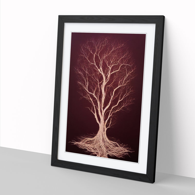 Tree Digital Art Vol.3 1 Piece Single Picture Frame Wall Art, 34cm H x 25cm W x 2cm D, Oak