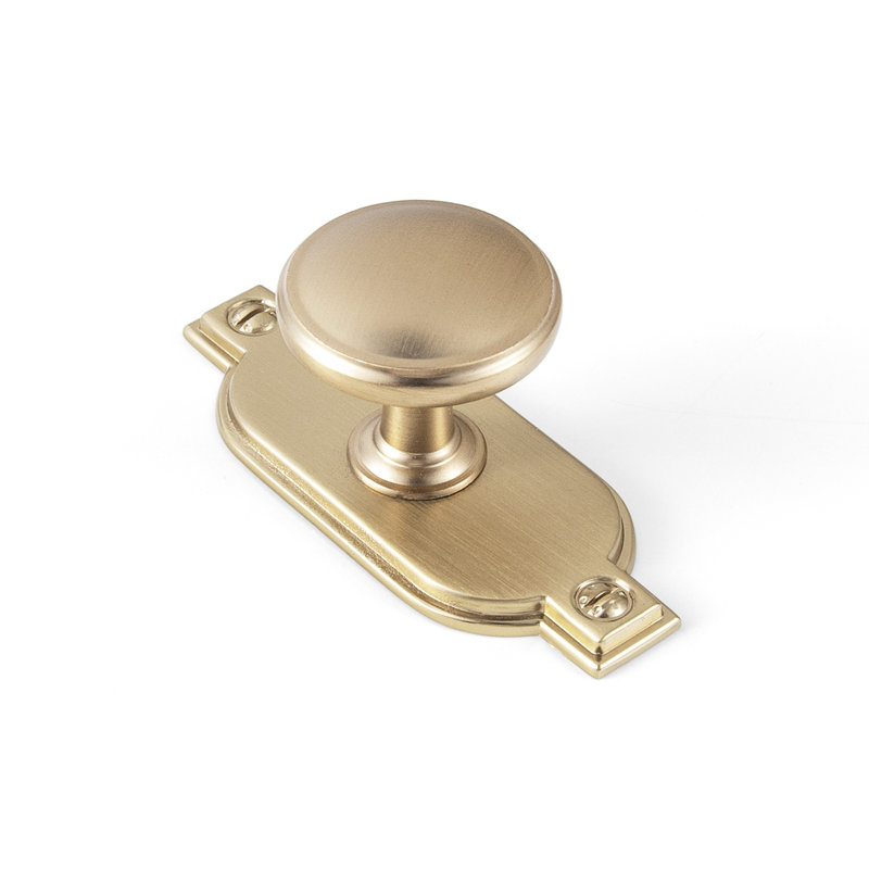 Bouton de tiroir monotrou en forme de champignon de 1,18 po avec rondelle, Bronze champagne, Decorative Oval Backplate