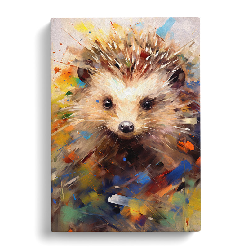 Hedgehog Gestural - Wrapped Canvas, 50cm H x 35cm W x 3cm D