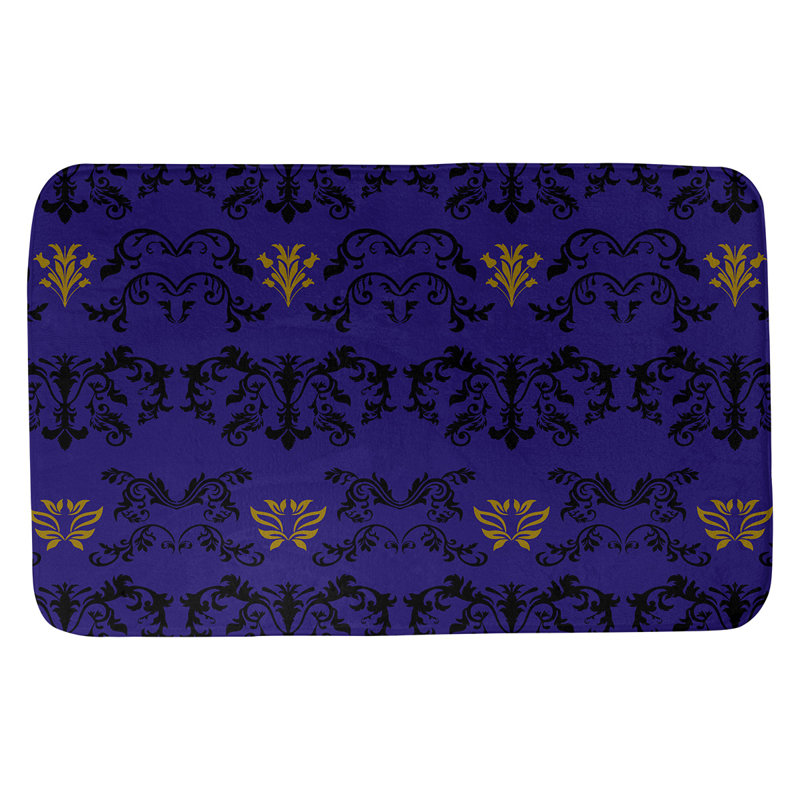 Tapis pour salle de bain Baltimore, l 21 po x L 34 po, Noir / mauve / or métallique