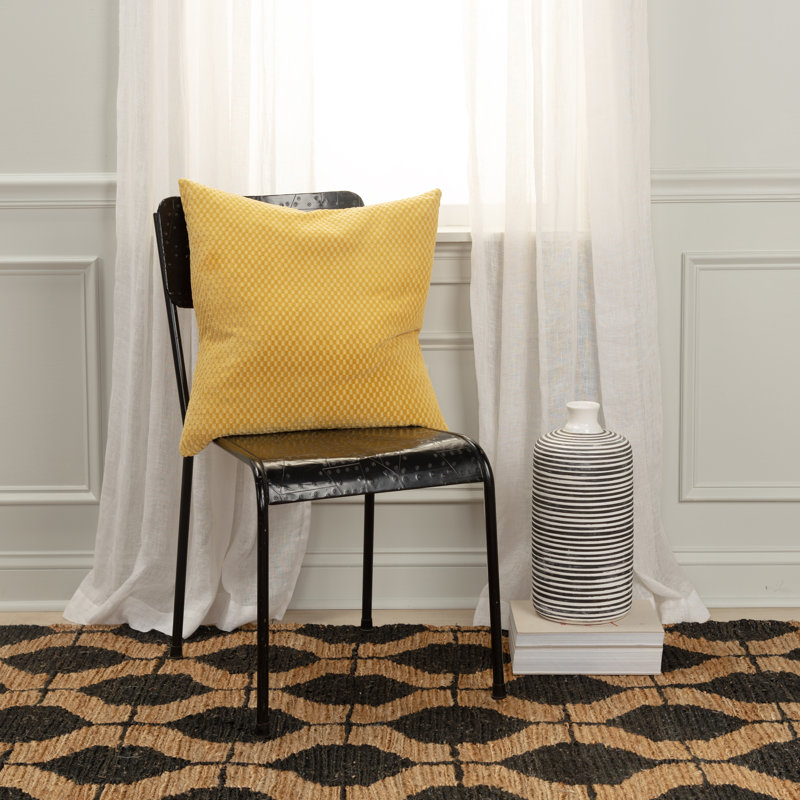 Zoya Textured Cotton Throw Pillow, Yellow