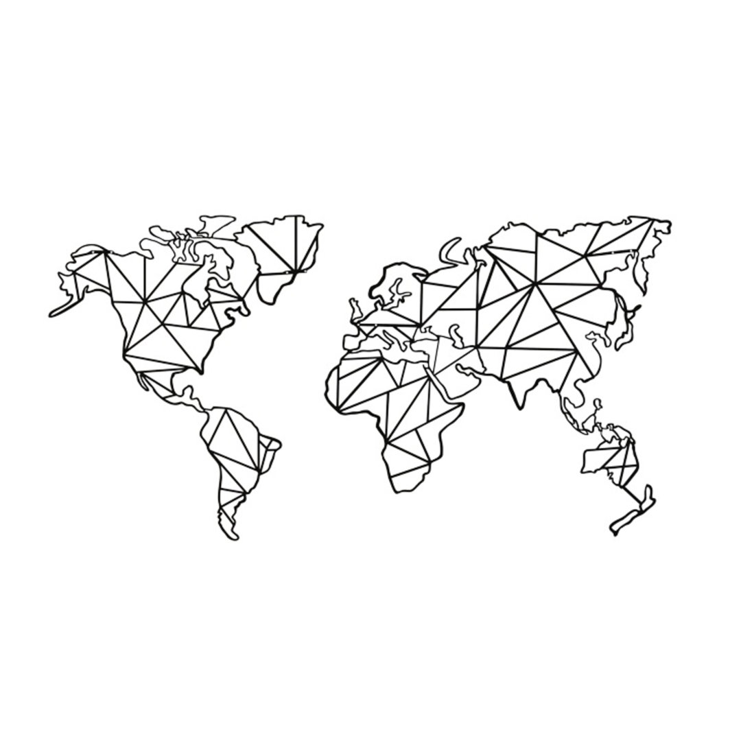 2-tlg. Wanddekoration-Set World Map