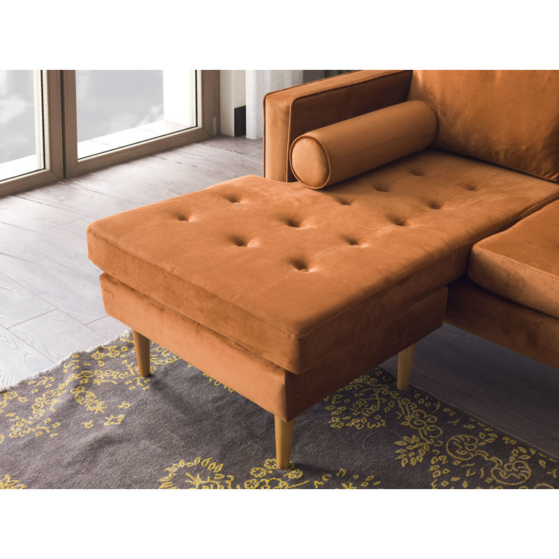 Rycroft Upholstered Chaise Sectional, Orange Velvet