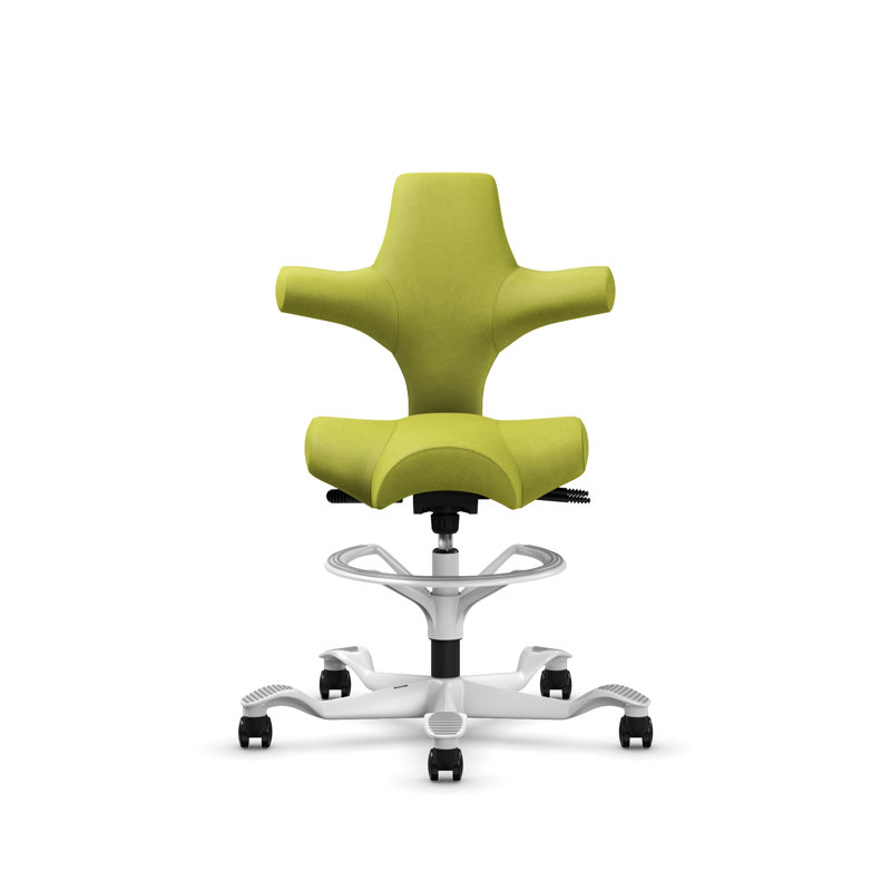 HÅG Capisco Adjustable Sit-to-Stand Height Chair, White, Green Apple, Sit-to-Stand