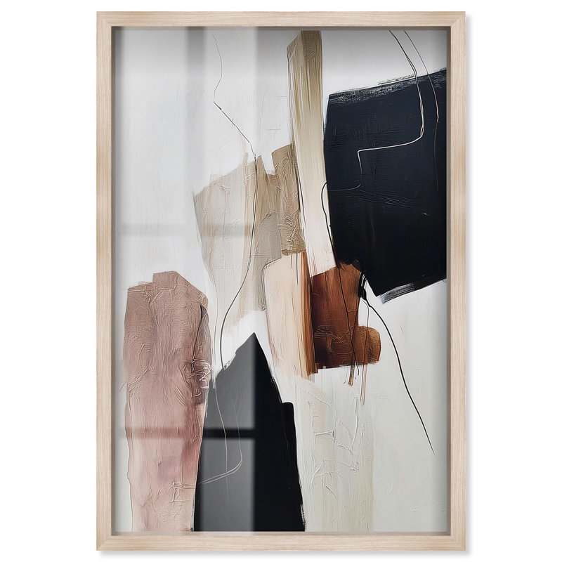 «Smooth Brush II Boho Decor Shadowbox» par Art Remedy, Crème, crème, H 55 po x l 37 po