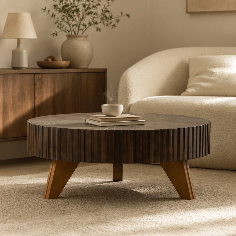 Table basse ronde 35,4 po, Brown, Brown, Brown