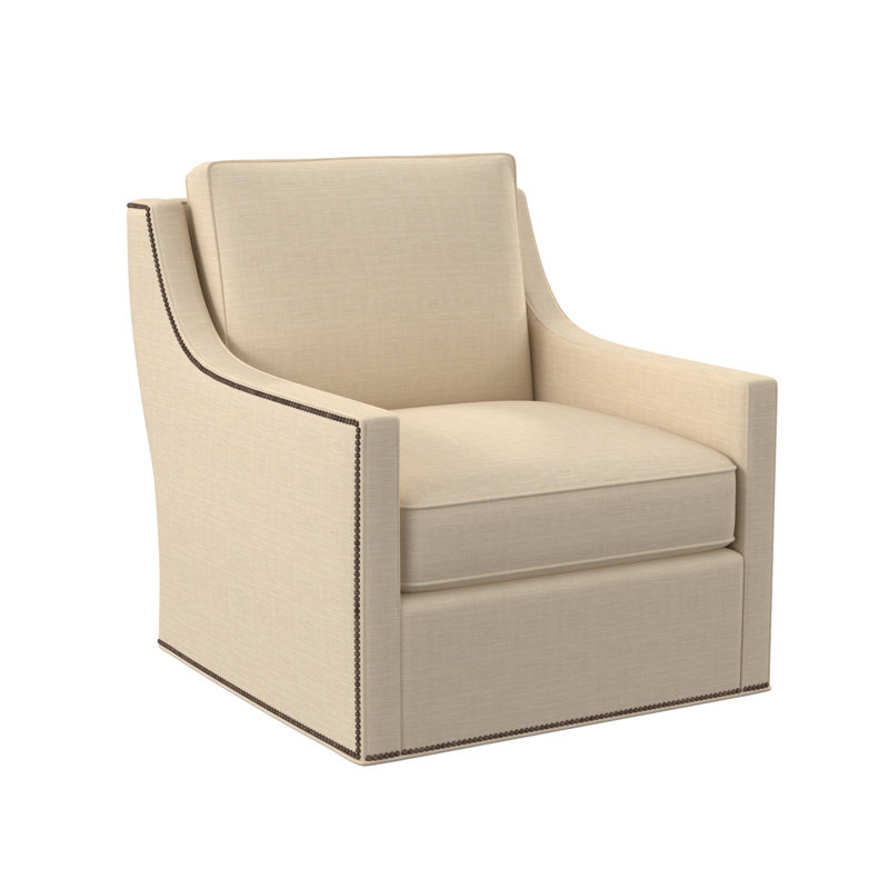 Sonoma Upholstered Swivel Armchair, Weathered Brass Small, UV-Rollo Linen