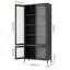 Grande armoire de rangement en métal avec 4 portes en verre et 5 tablettes, verre trempé cannelé pour un usage domestique polyvalent