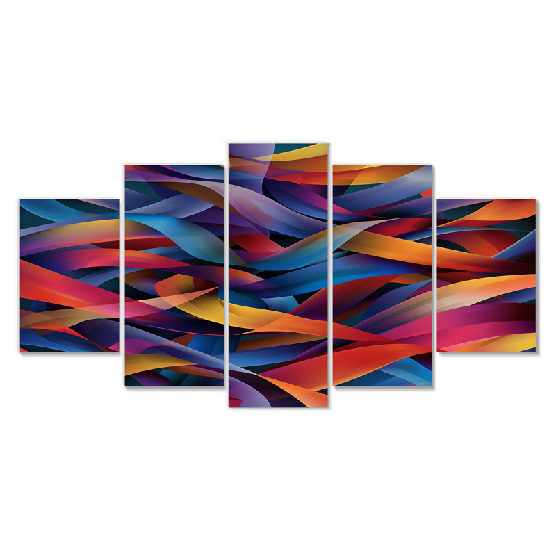 «Creigh - Waves», art mural 5 pièces, 32" H x 60" W