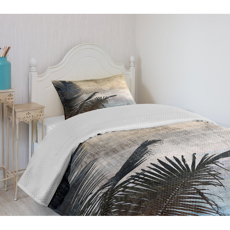 White Quilted Twin Bedspread Set with Pillow Sham