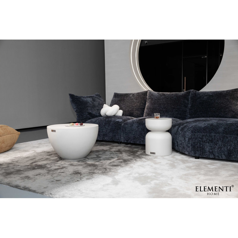 CHRONOS Side Table Small Concrete Round End Table 35 x 35 x 47 cm, White