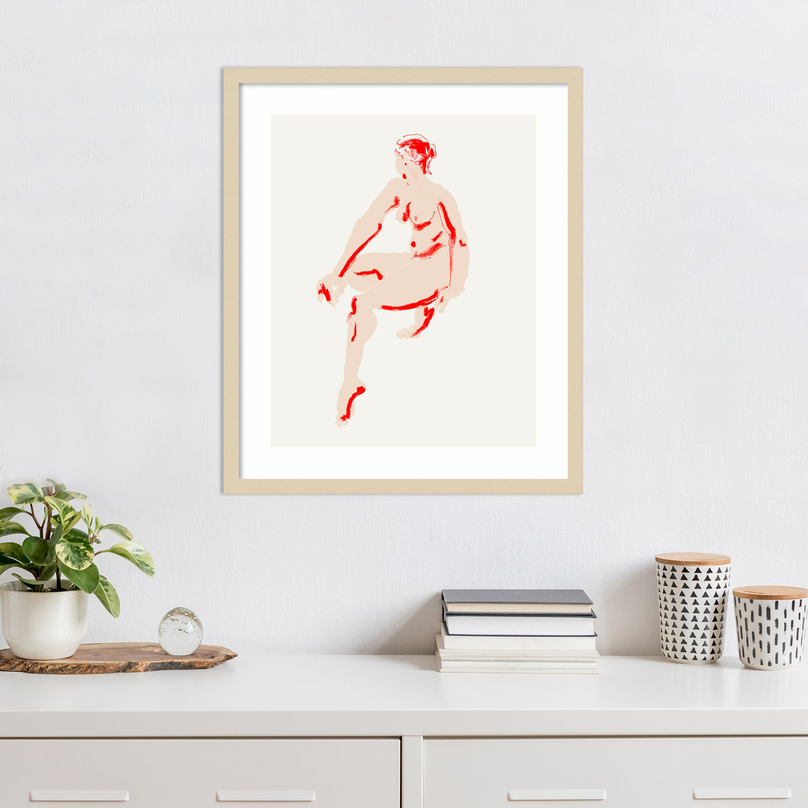 Henn "Naked Woman" Print, Brown, 25" H x 21" W