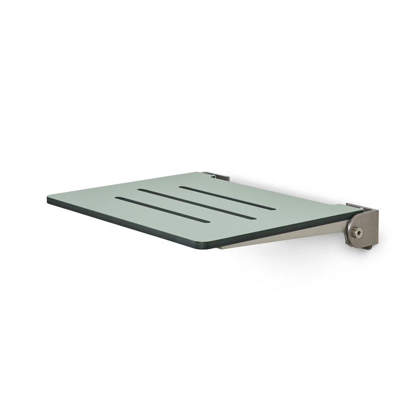 18 inch Silhouette SlimLine Folding Wall Mount Shower Bench Seat, Sea Collection, Sea Green Seat with Silver Frame