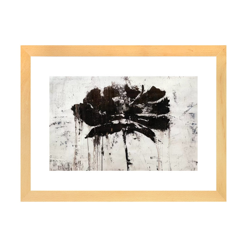 Reproduction d’art, "Black Rain" par Julian Spencer, H 24 po x l 32 po x P 1 po, Toile avec cadre en bois beige, Blanc