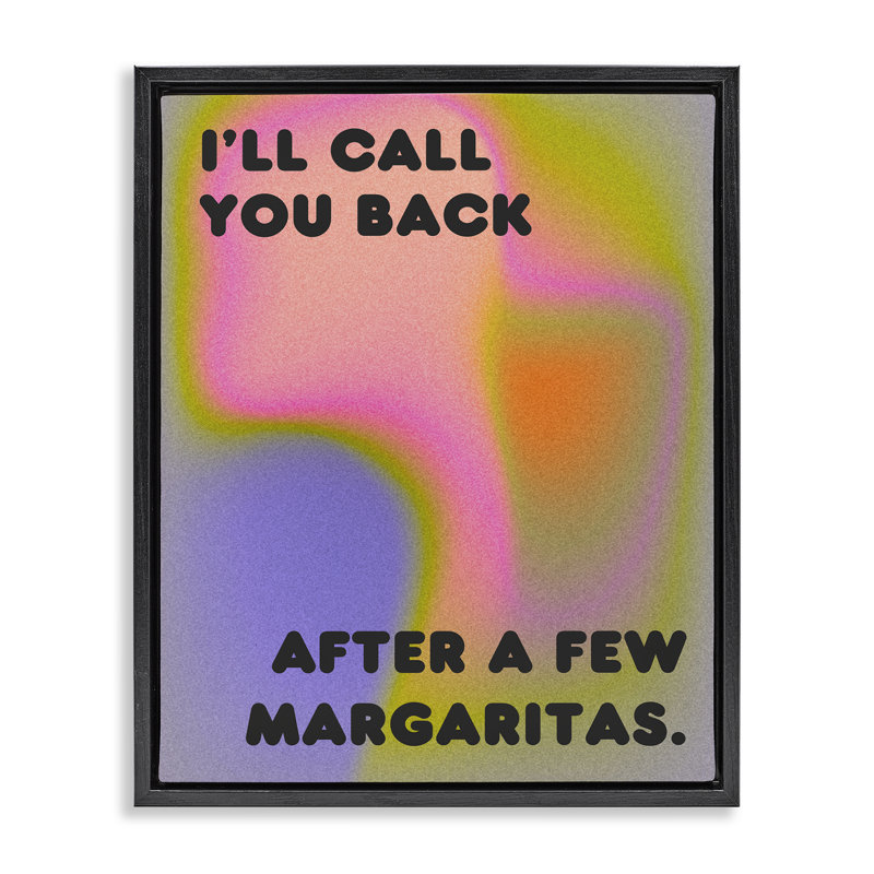  "Call you back phrase", art mural encadré flottant par House of Lulu, H 21 po x l 17 po, Cadre flottant noir de jais