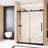 1/4 "(6 Mm) Clear Tempered Glass Single Sliding Shower Door 56 - 60 "w X 76" H, Film, Stainless Steel Handle, Square Tube Track, Matte Black For Bathroom In Black, With Track And Film