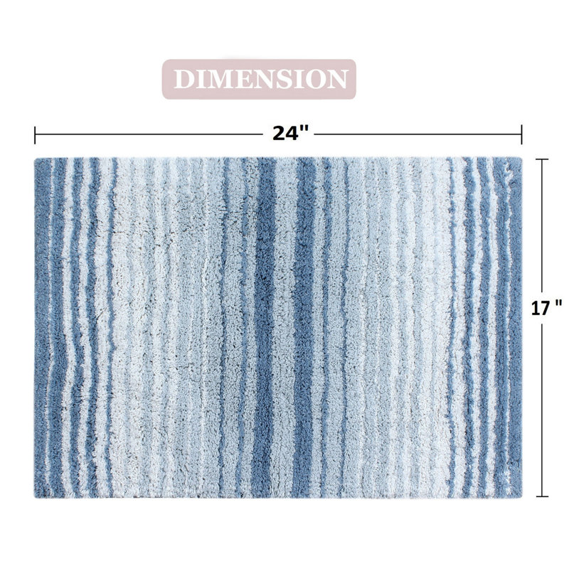 Griffie Plush 100 % Cotton Bath Rug, Single - 17" L x 24" W, Blue