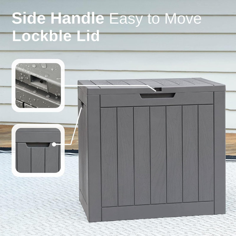Gray Resin Lockable 31 Gallon Outdoor Deck Box