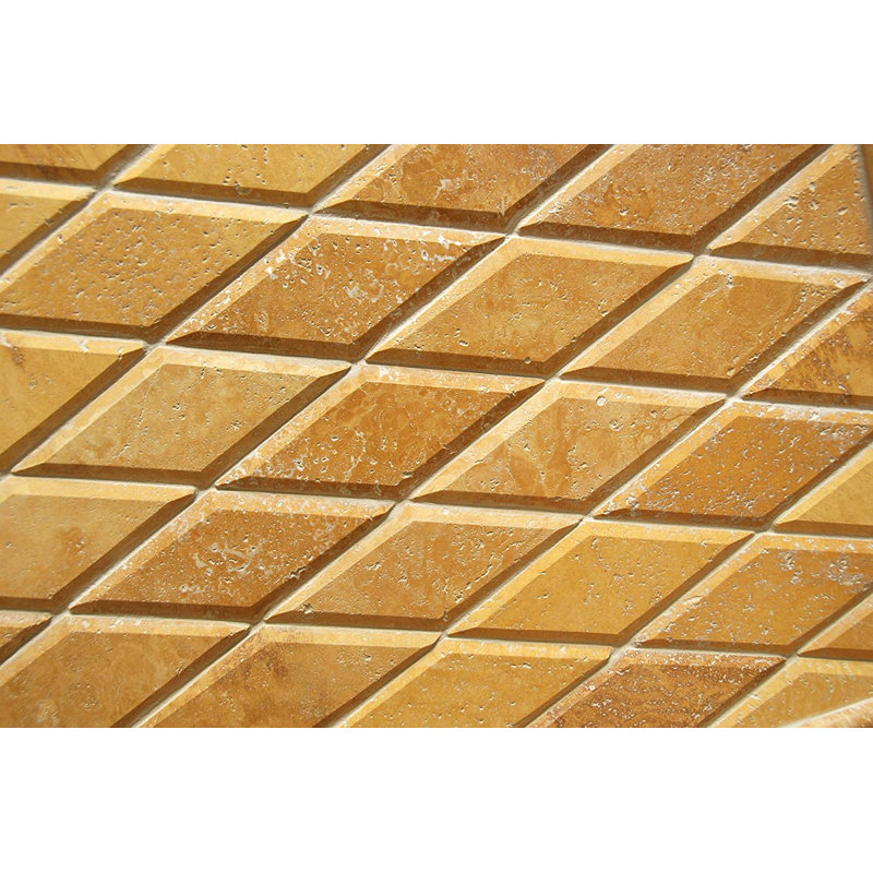 Carrelage mosaïque biseauté en travertin