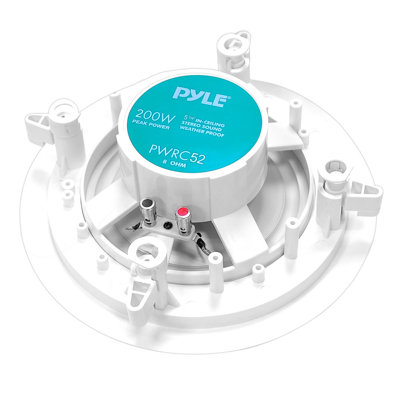 Haut-parleur de plafond sans fil 2 voies Pyle 5,25 po, stéréo à deux canaux pour une utilisation intérieure / extérieure, haut-parleurs Bluetooth étanches avec installation facile, gril résistant aux taches, puissance de crête de 200 W, diamètre de 8 po