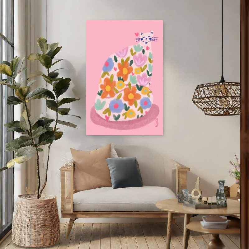 Art contemporain fleur de chat moderne, H 48 po x l 32 po
