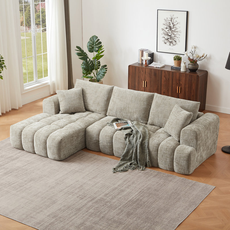 Canapé modulaire surdimensionné en L surdimensionné, Chenille kaki