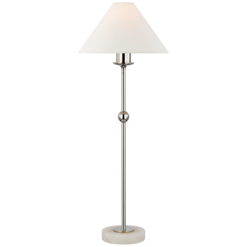 Caspian Buffet Table Lamp, Polished Nickel/Alabaster