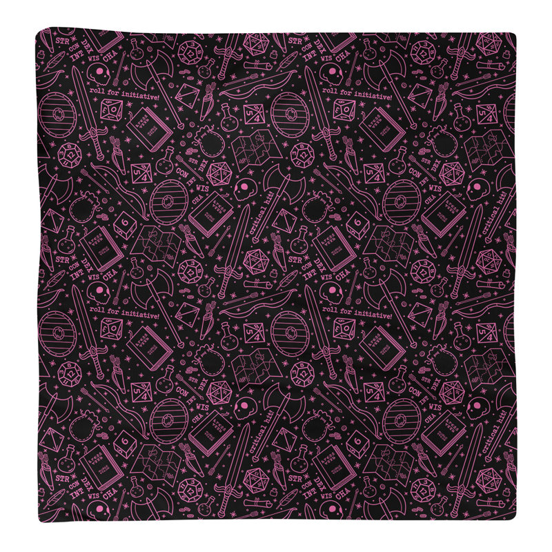Serviette en coton à motif rpg lines, H 0,1 po x l 10 po x P 10 po, Noir / Rose, Sergé de polyester