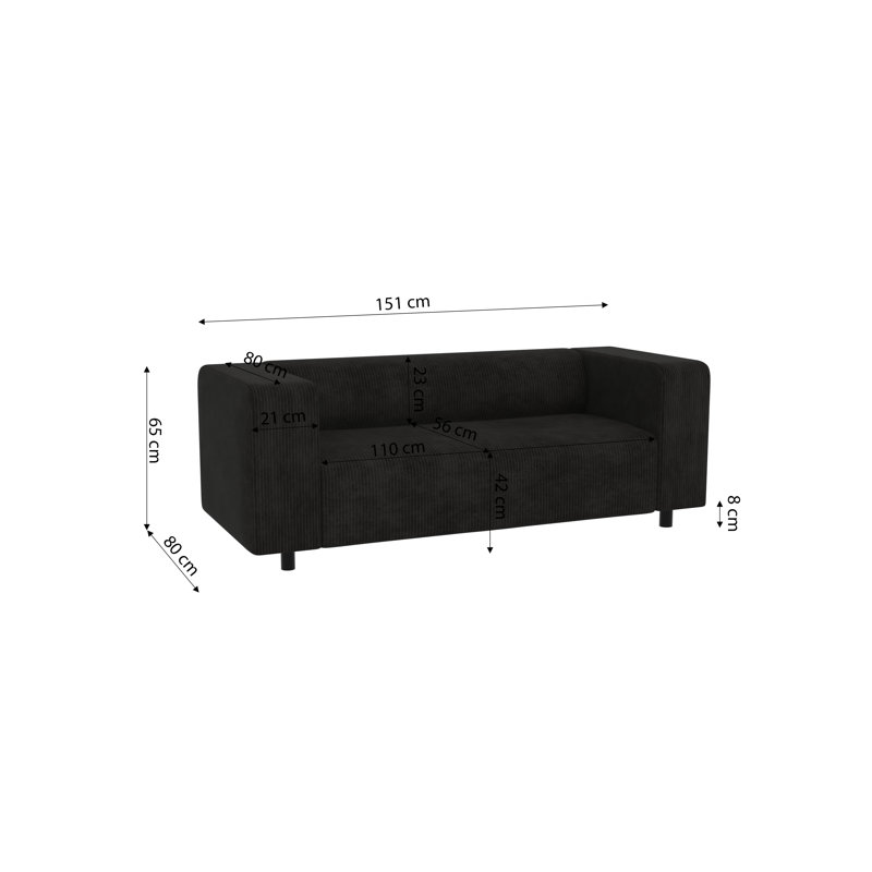 Sofie 2 - Piece Living Room Set, Black