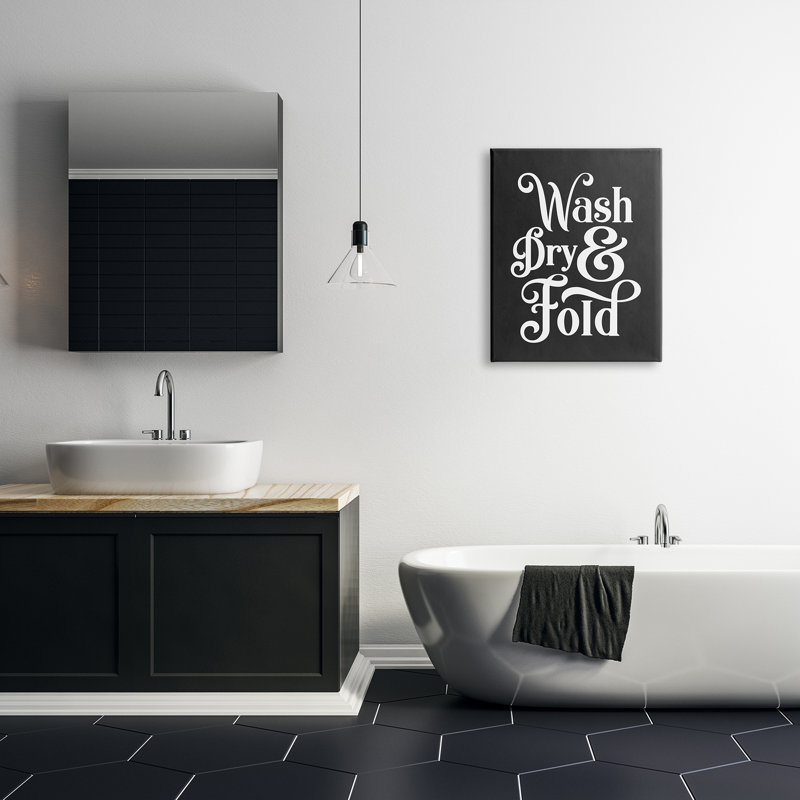 «Wash Dry and Fold Vintage Minimal Laundry» par Lettred and Lined - Art textuel, H 30 po x l 24 po, Toile tendue