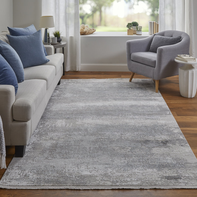 Whitten Abstract Light Gray Area Rug, Rectangle 12' x 18'