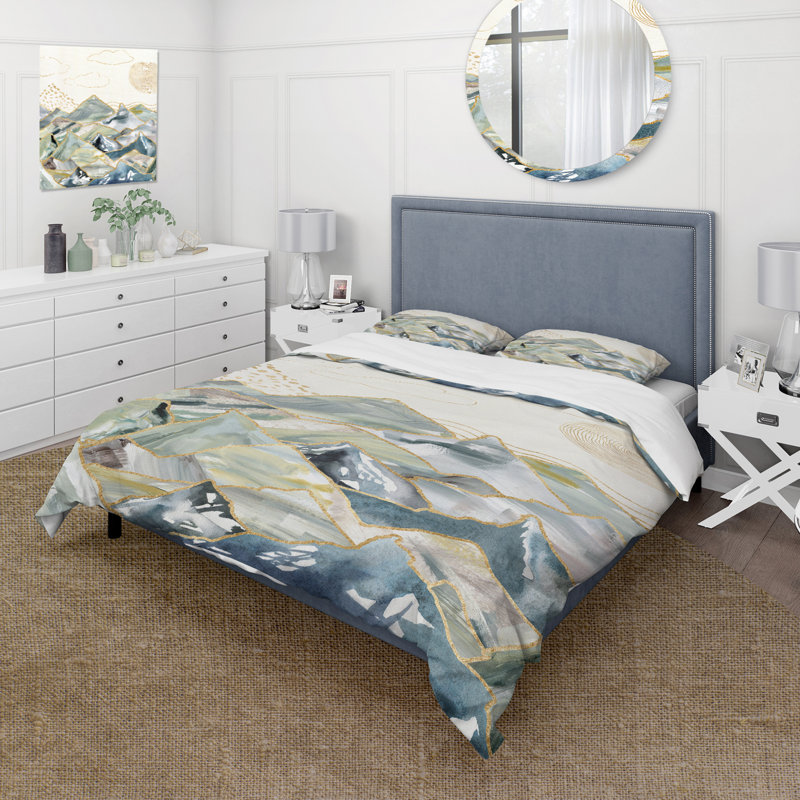Minimalistic Gouache Landscape I - Modern Duvet Cover Set - Microfiber Polyester, King Duvet Cover + 2 King Shams