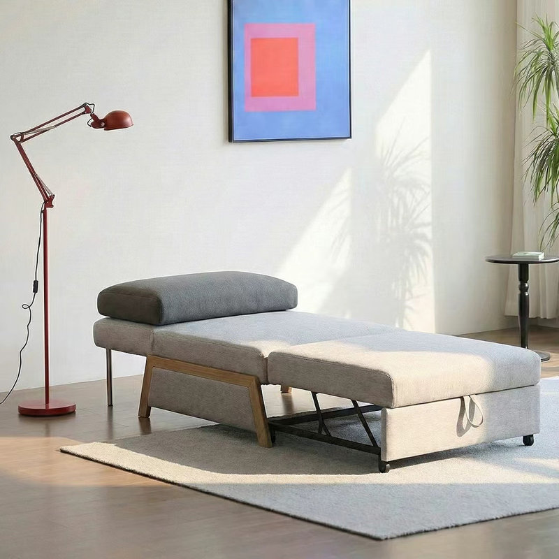Convertible Linen Sofa Bed, 94cm, Beige