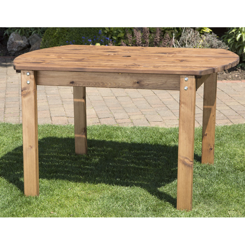 Rectangular Solid Wood Outdoor with Umbrella Hole Dining Table - 130 cm W 95 cm D