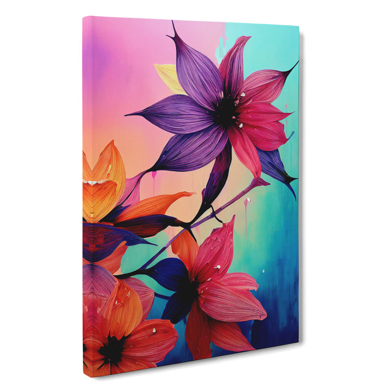 Paint Drip Flowers No.3 - Wrapped Canvas, 60cm H x 40cm W x 3cm D