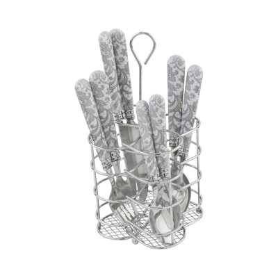 French Home Bistro 16-piece Stainless Steel Flatware Set, Service For 4, Lace Overlay